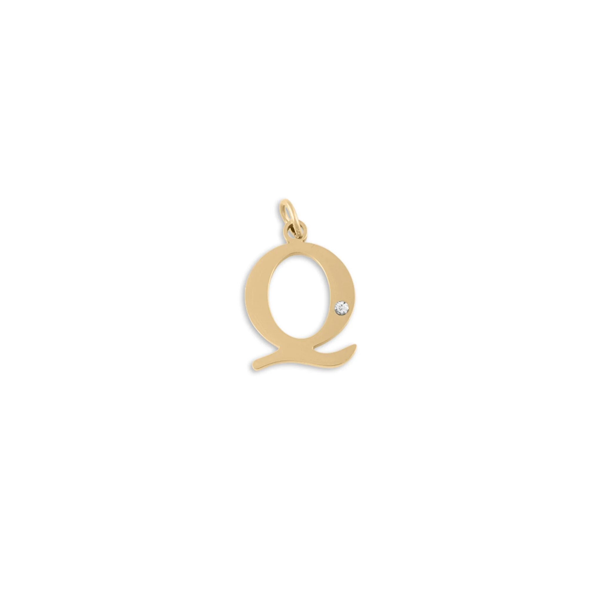 18K Gold PVD Stainless Steel Letter with Crystal Charm 15mm -Q