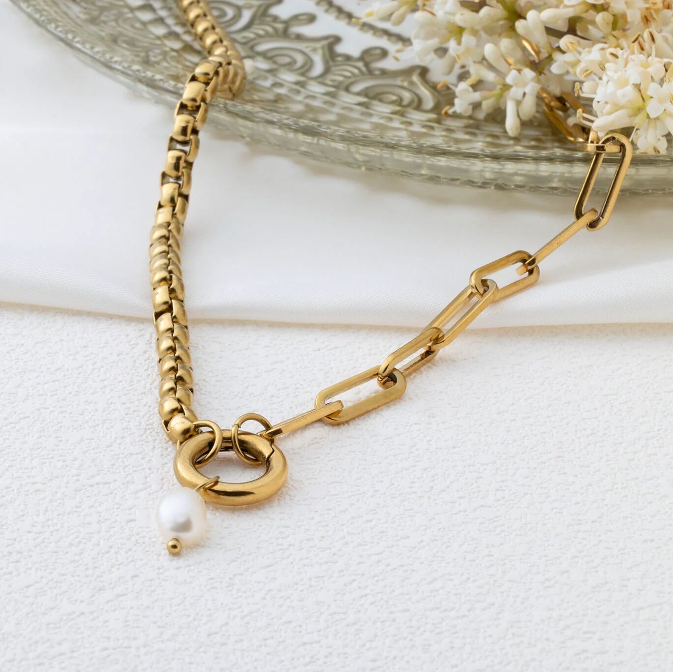 Gold Freshwater Pearl Charm