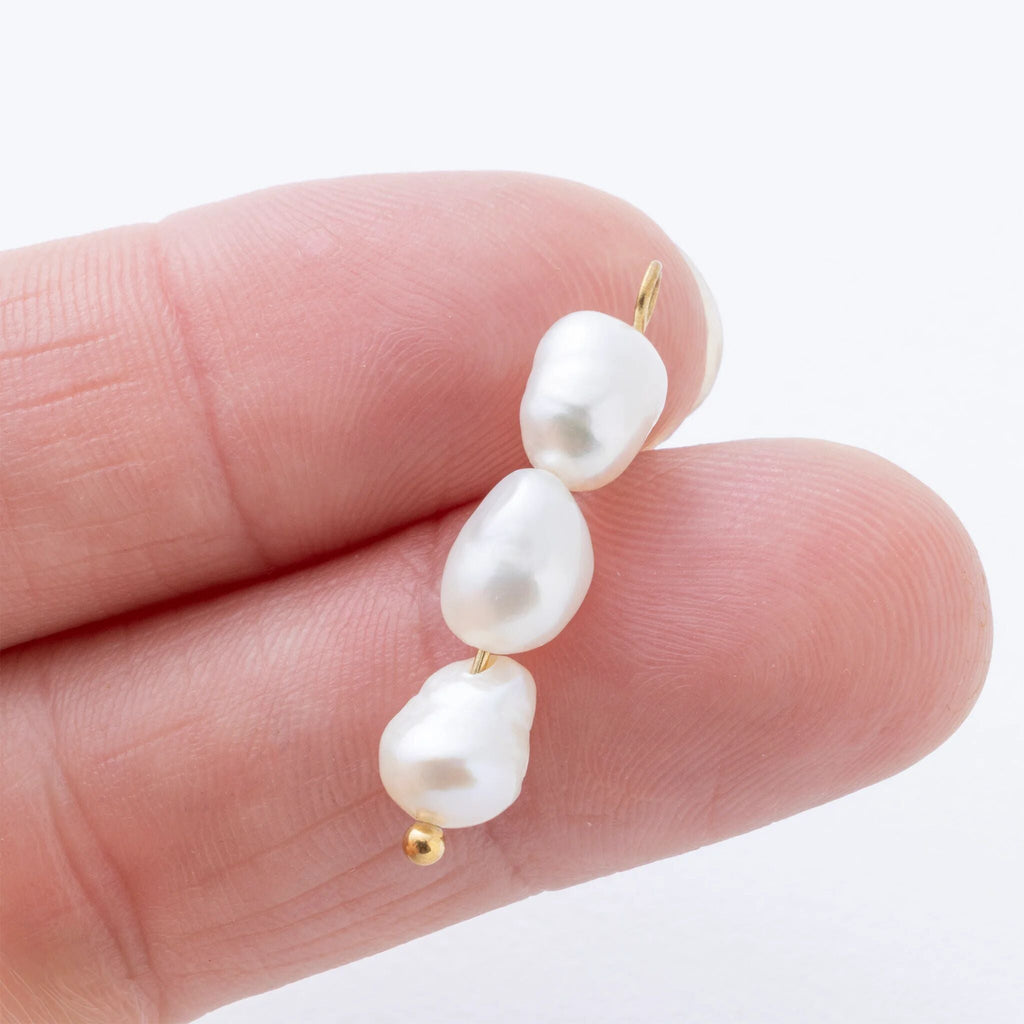 Gold Triple Freshwater Pearl Charm- Scale shot