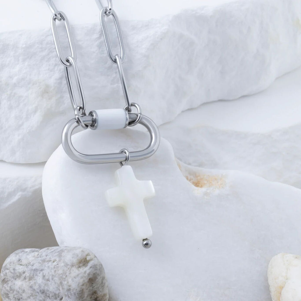 Silver Shell Cross Charm