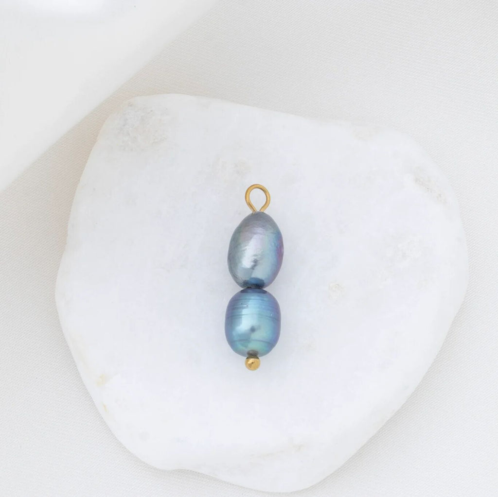 Gold Double Black Pearl Charm