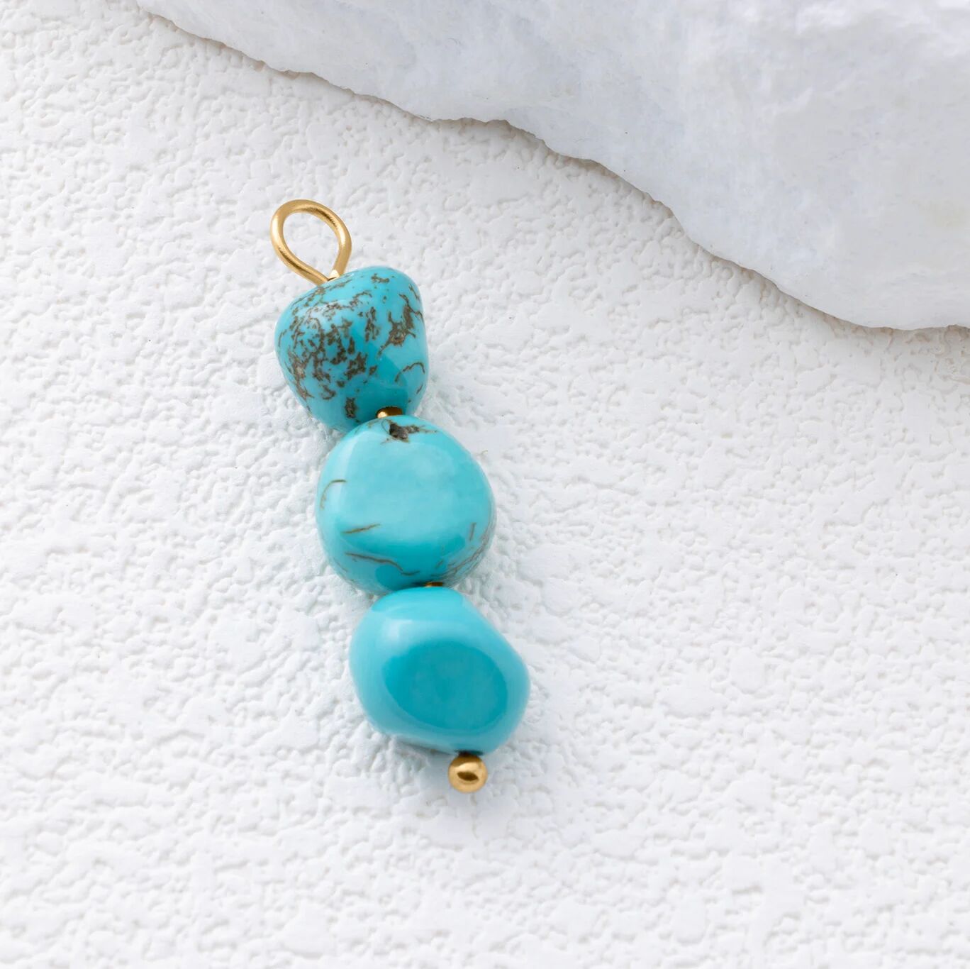 Gold Triple Turquoise Stone Charm