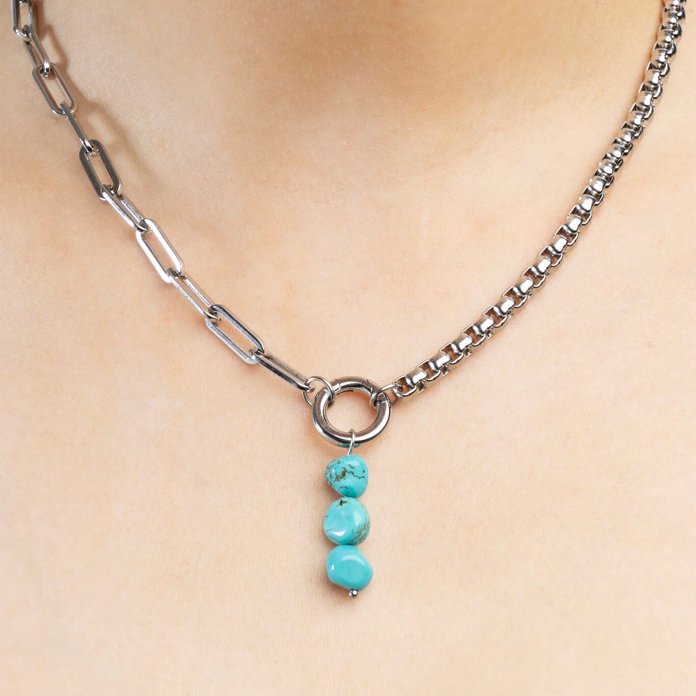 Silver Triple Turquoise Stone Charm