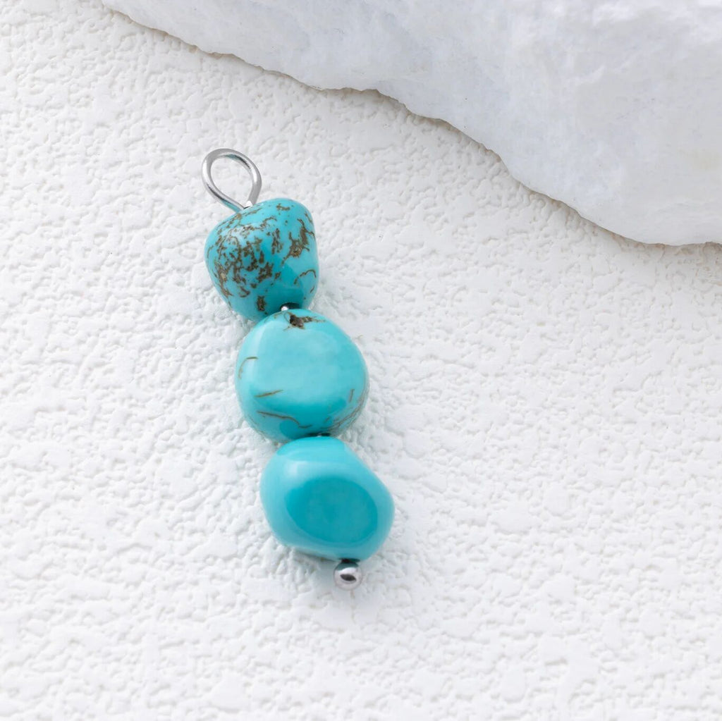 Silver Triple Turquoise Stone Charm