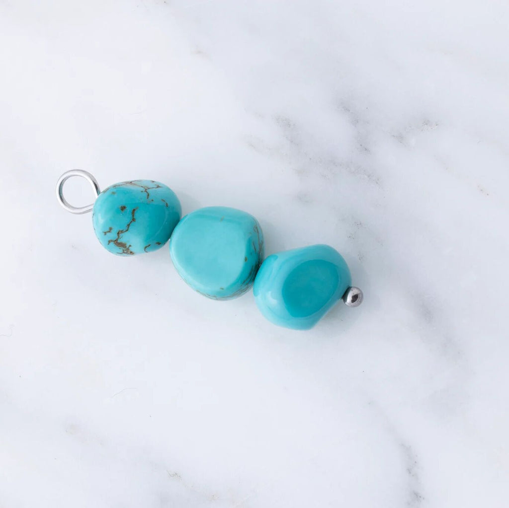 Silver Triple Turquoise Stone Charm