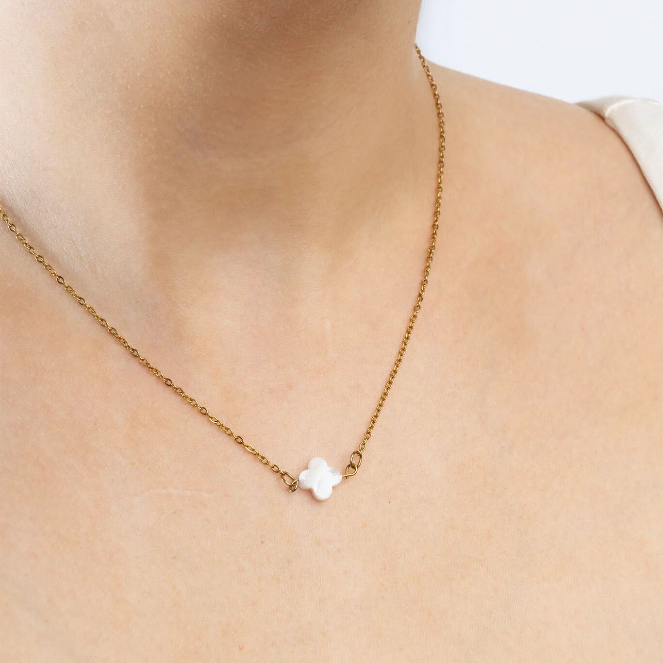 Gold Floral MOP Connector Charm