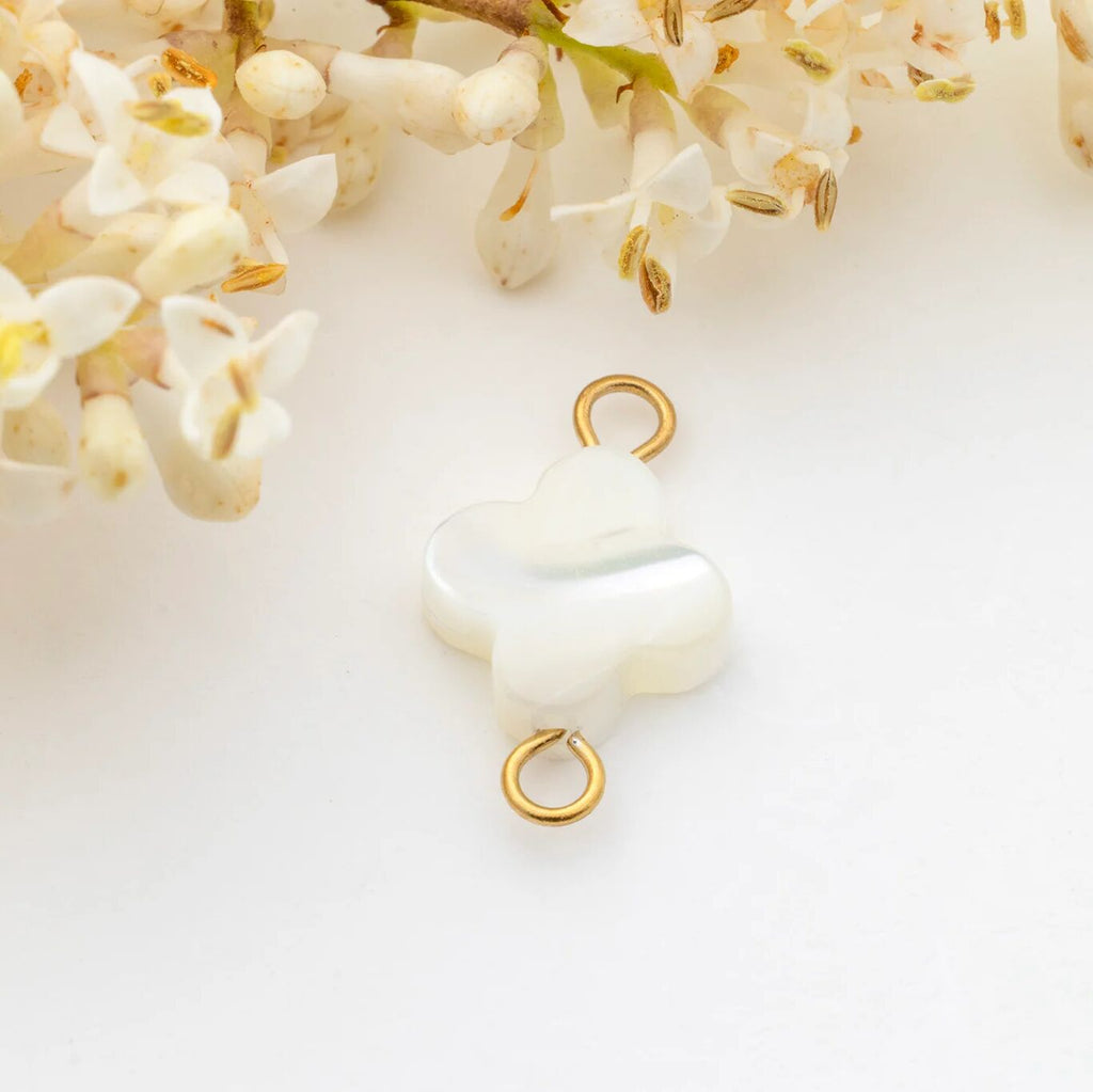 Gold Floral MOP Connector Charm