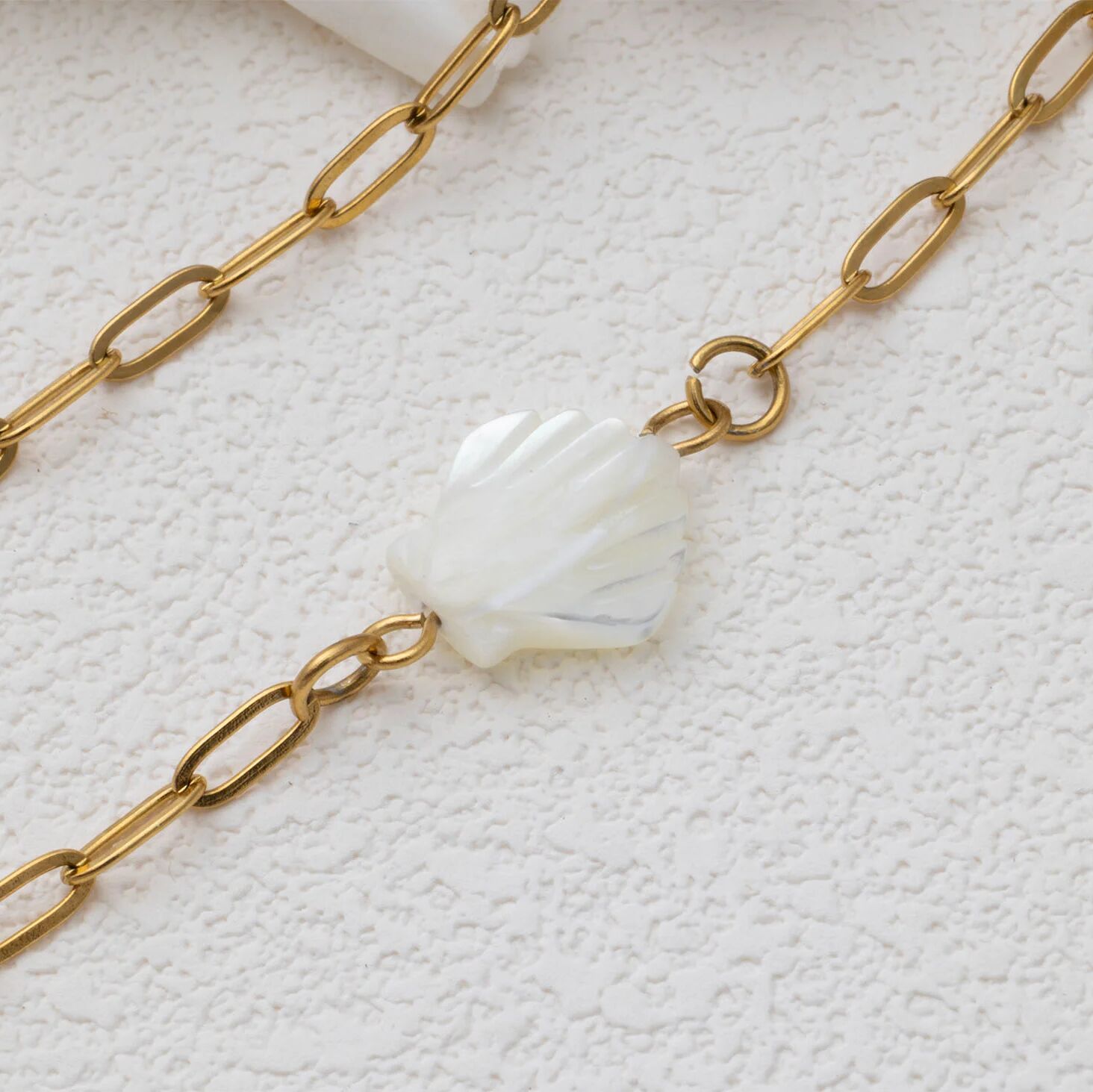 Gold MOP Seashell Connector Charm
