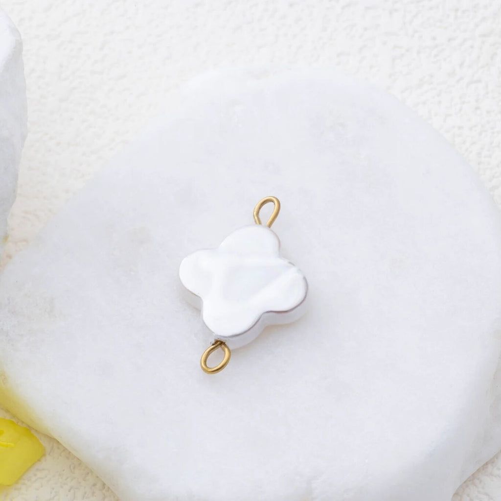 Gold Floral Glass Pearl Connector Charm
