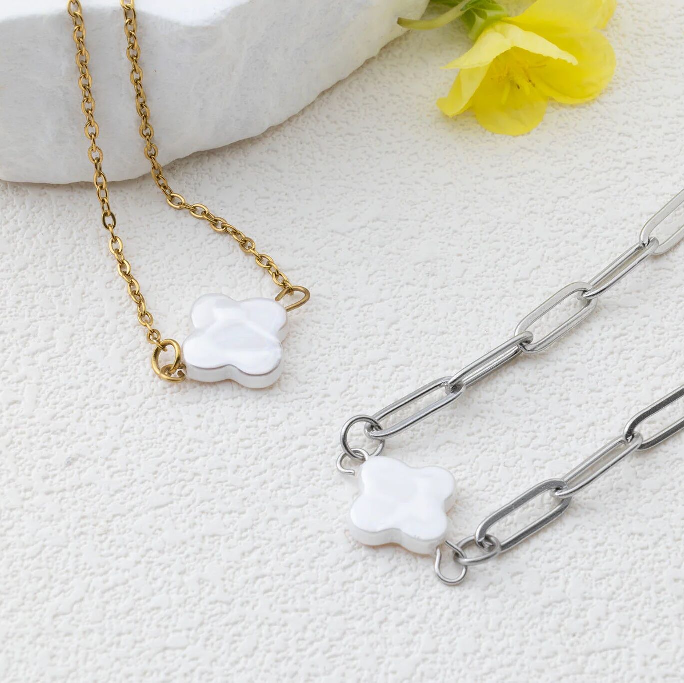 Gold and Silver Floral Glass Pearl Connector Charms