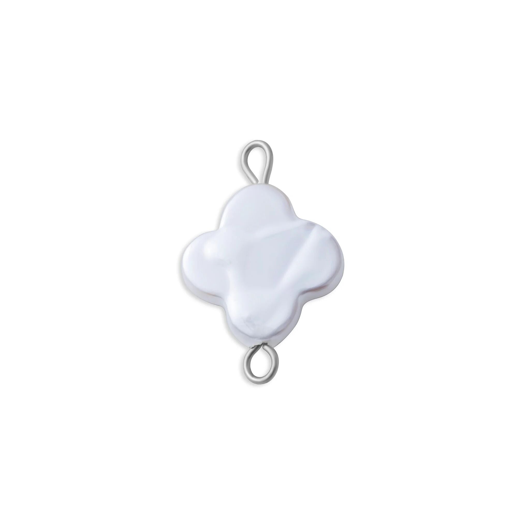 Silver Floral Glass Pearl Connector Charm