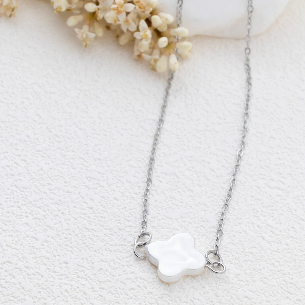 Silver Floral Glass Pearl Connector Charm