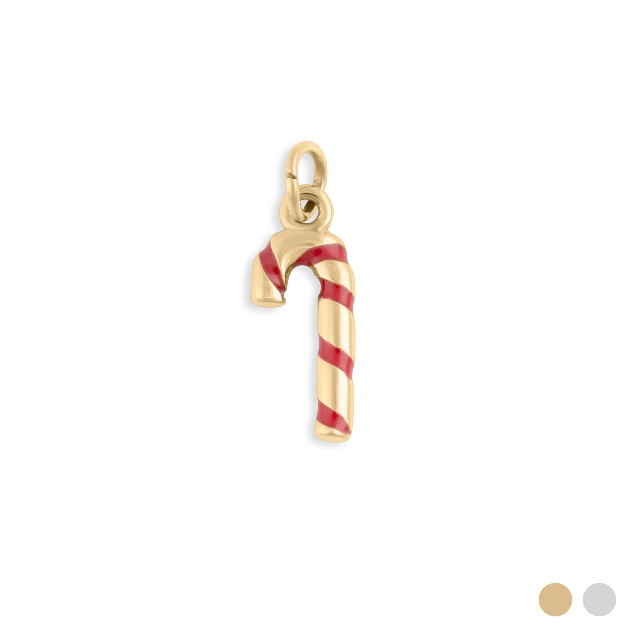 Wholesale Jewelry 18K Gold PVD Stainless Steel Candy Cane Charm- gold main 