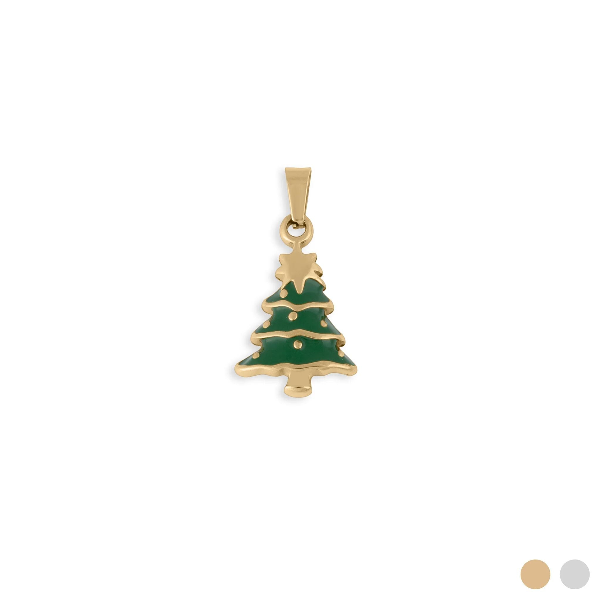 Wholesale Jewelry 18k Gold PVD Stainless Steel Christmas Tree Charm-gold main 
