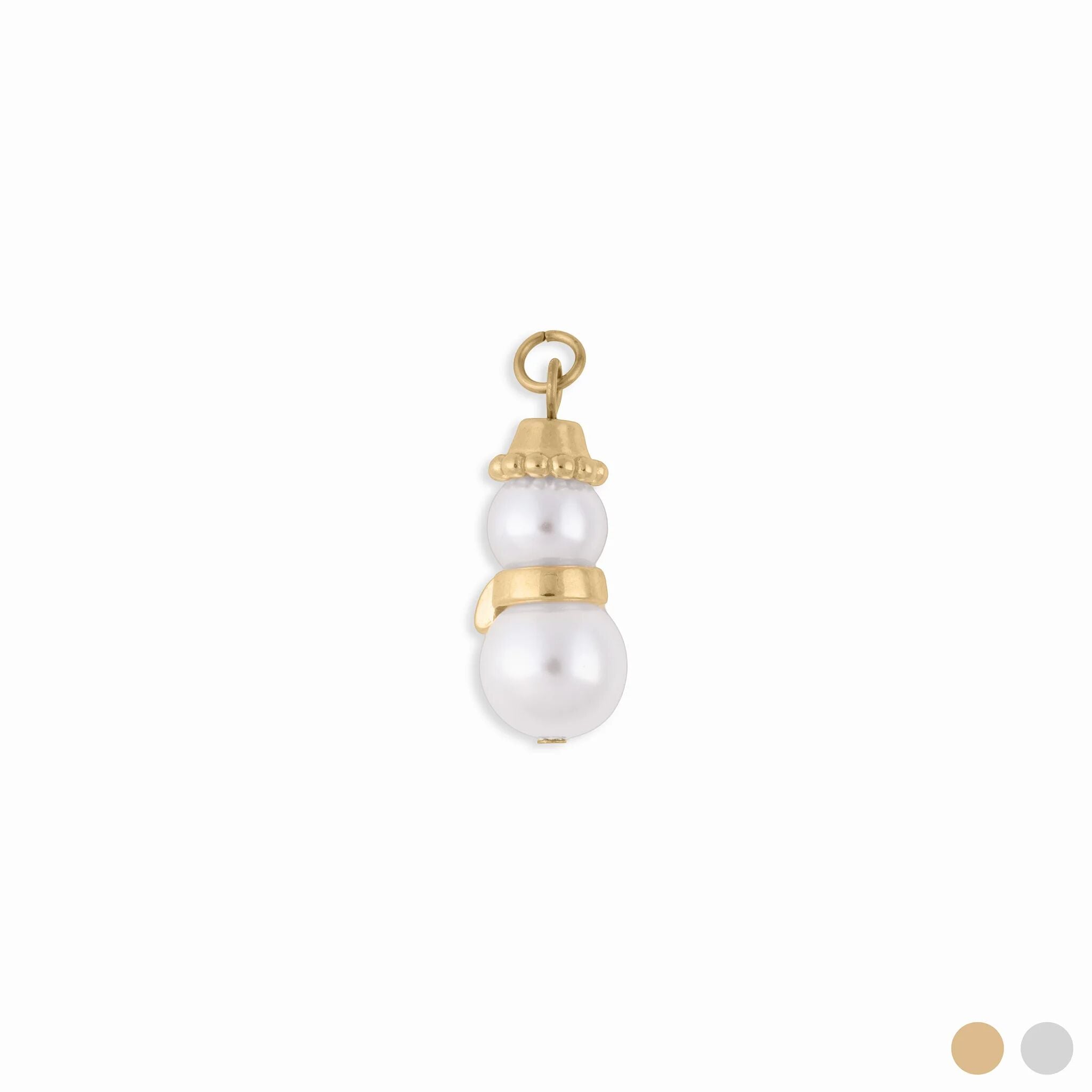 Wholesale Jewelry 18K Gold PVD Stainless Steel Pearl Snowman Charm- gold main 