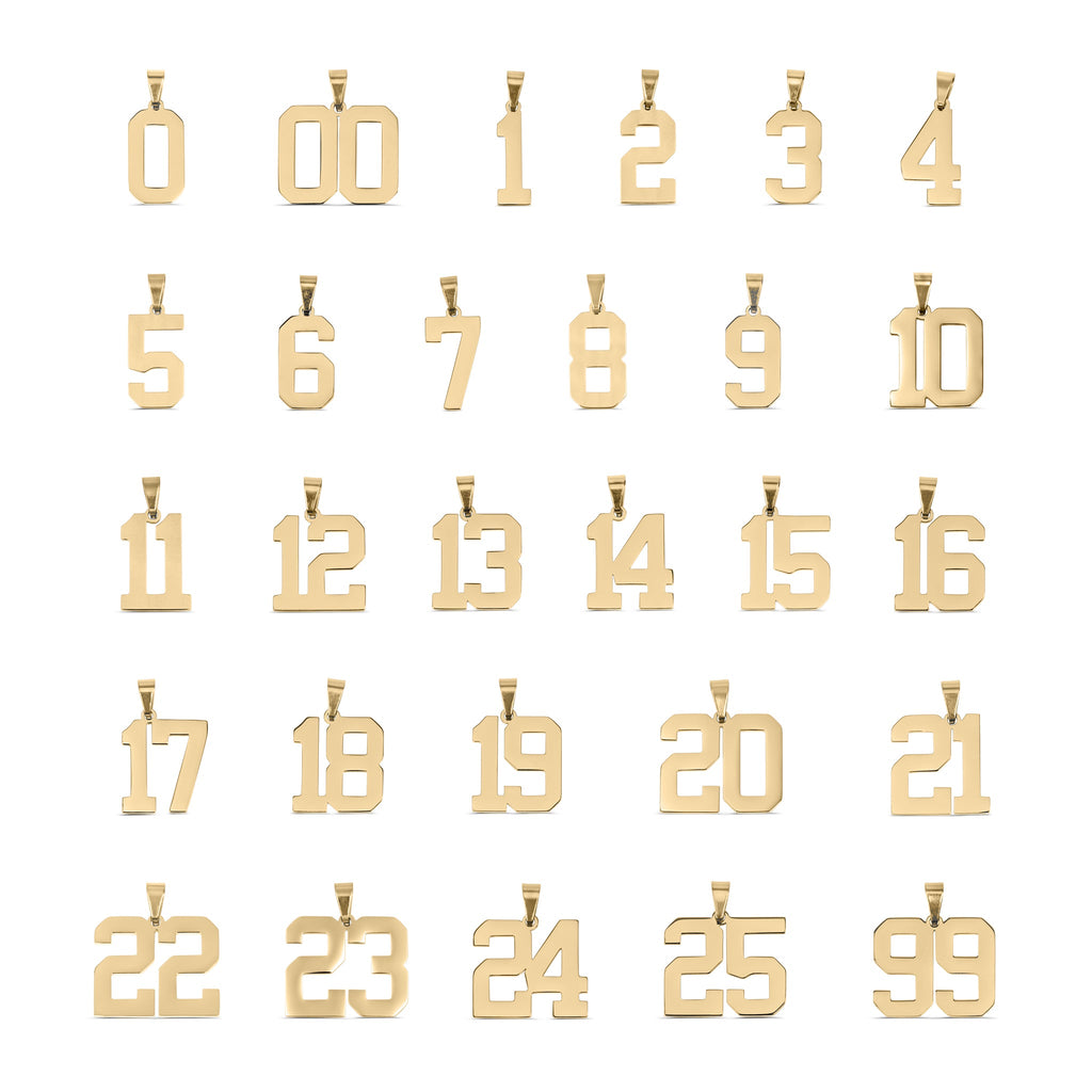gold sports number pendants
