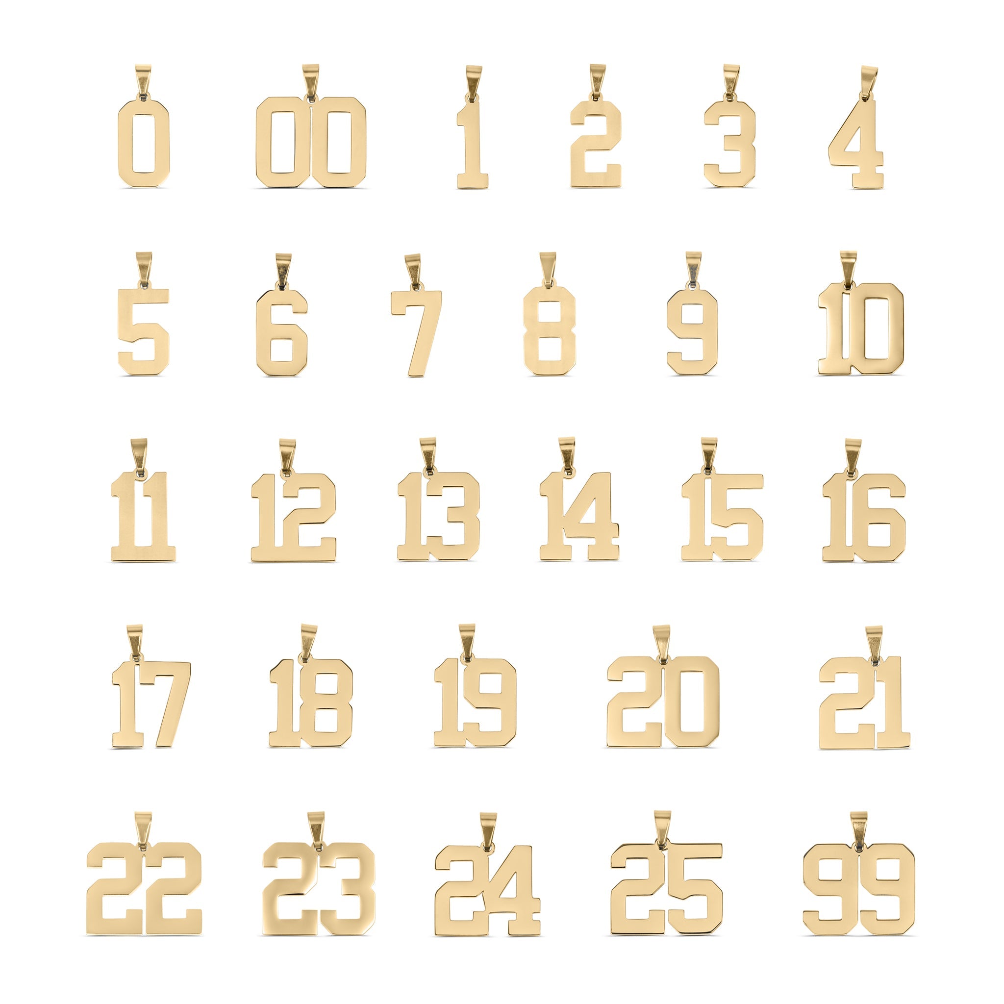gold sports number pendants

