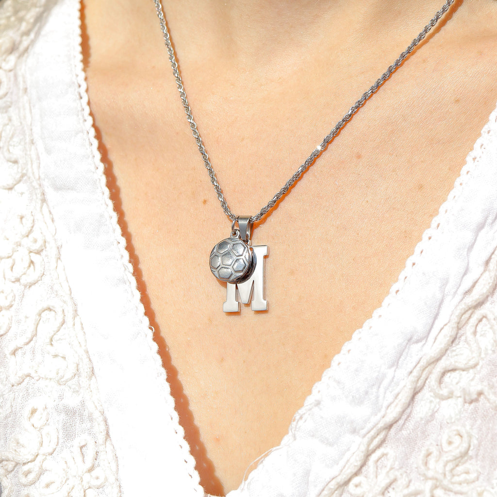 Stainless Steel Pendant – Lightweight Sport Letter Charm Necklace | Durable 316L Steel