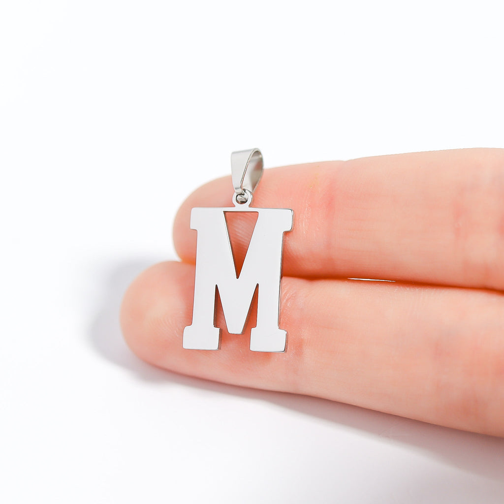Stainless Steel Pendant – Lightweight Sport Letter Charm Necklace | Durable 316L Steel