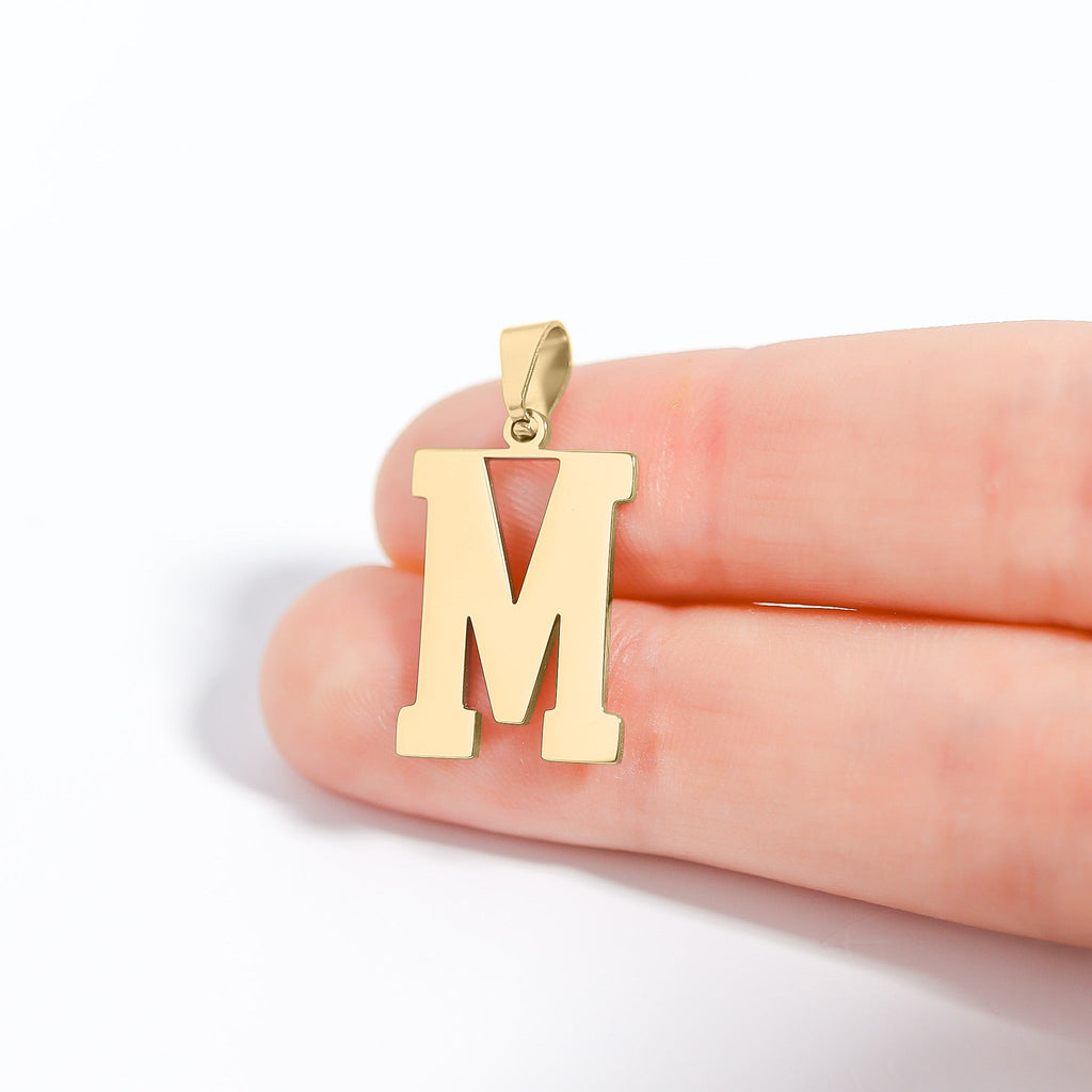 18K Gold Sports Pendant – Lightweight Sports Letter Charm, PVD Coated Stainless Steel