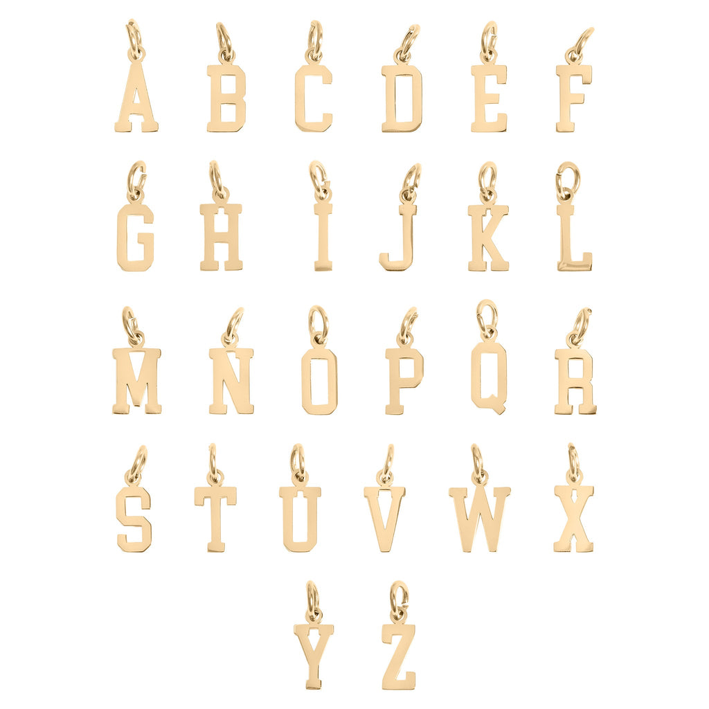 Small Sport Letter Pendant – 18K Gold Stainless Steel Charm for Athletes