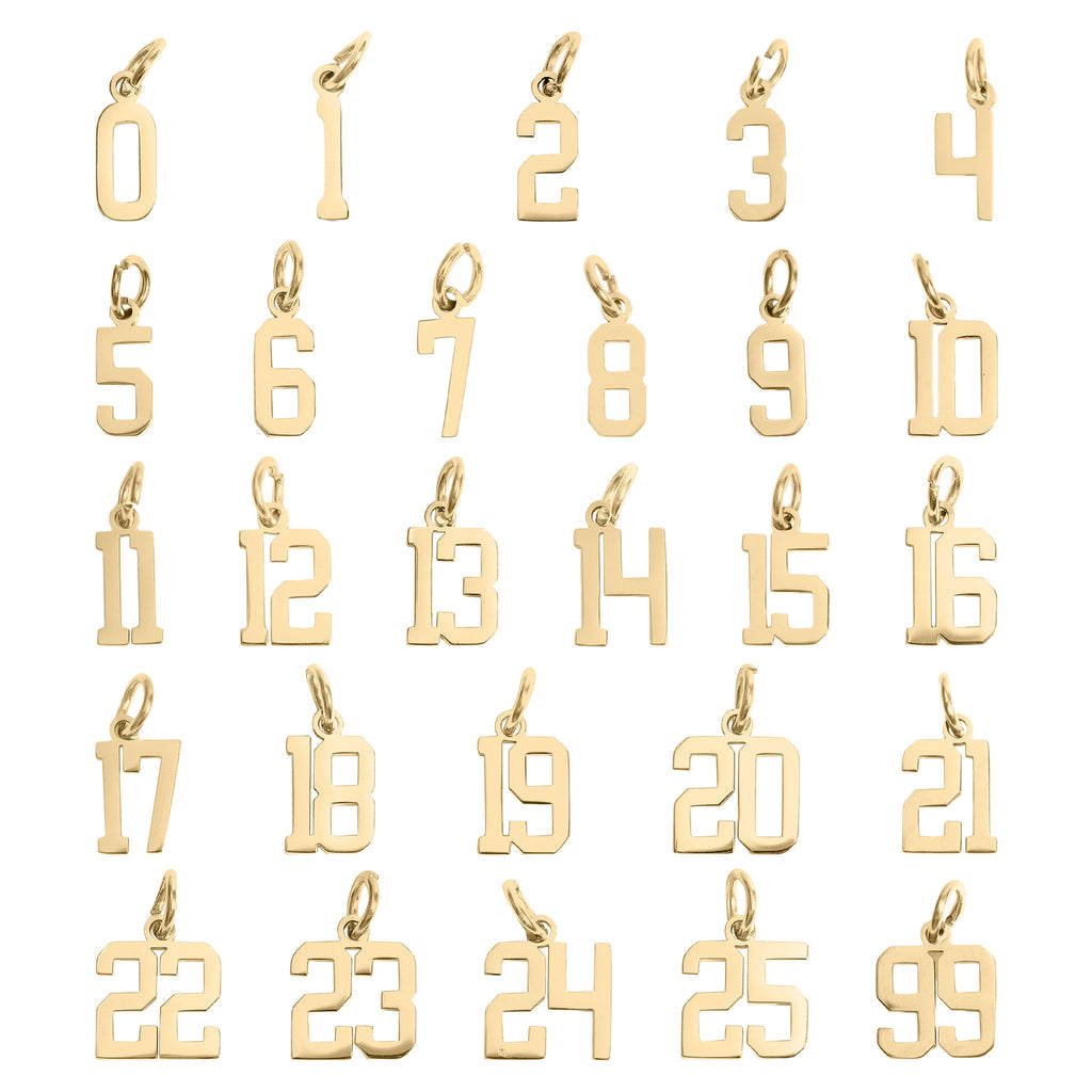 Gold Sport Number Pendant – Small 18K PVD Coated Stainless Steel Charm