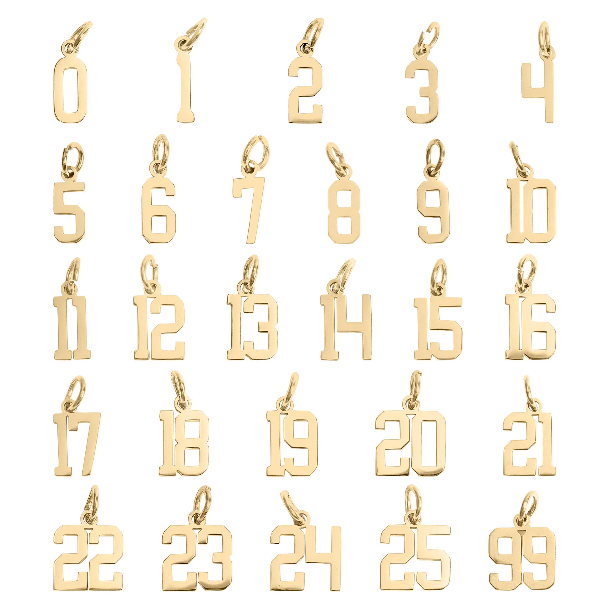 Gold Sport Number Pendant – Small 18K PVD Coated Stainless Steel Charm