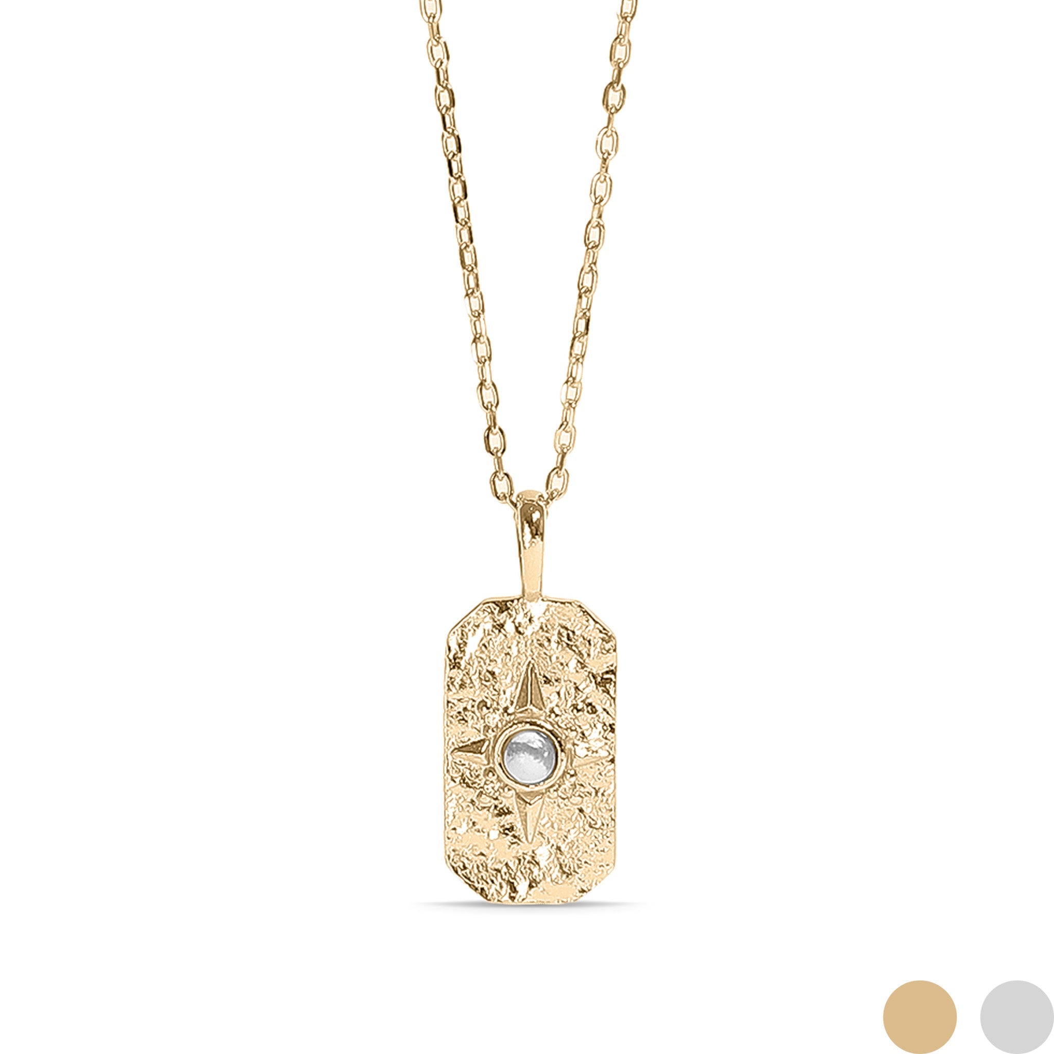 Compass Star Necklace, 14K Gold Plated Sterling Silver, Onyx