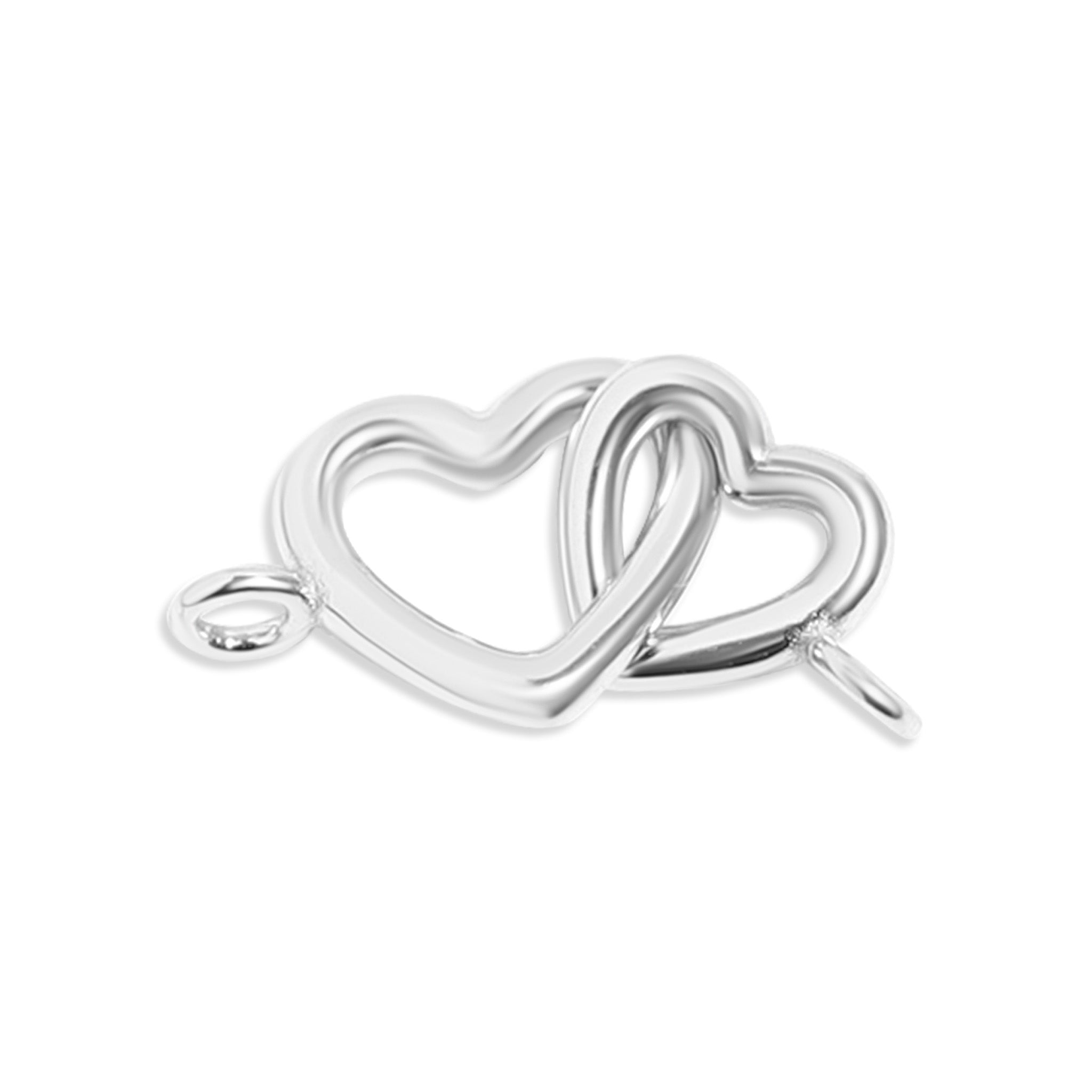 Double Heart Horizontal Connector Permanent Jewelry Charm