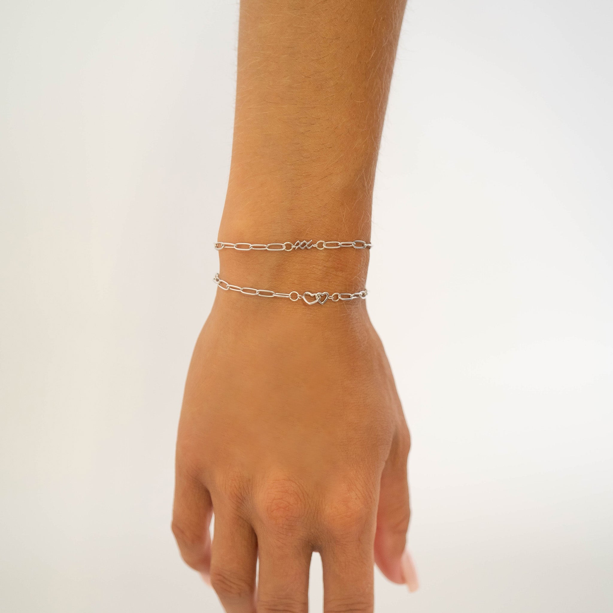 Double Heart Horizontal Connector Permanent Jewelry Charm Lifestyle