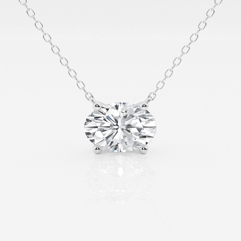 Lab Grown Diamond Pendant – 1 Carat Oval Diamond Necklace | 14K Gold Solitaire Chain