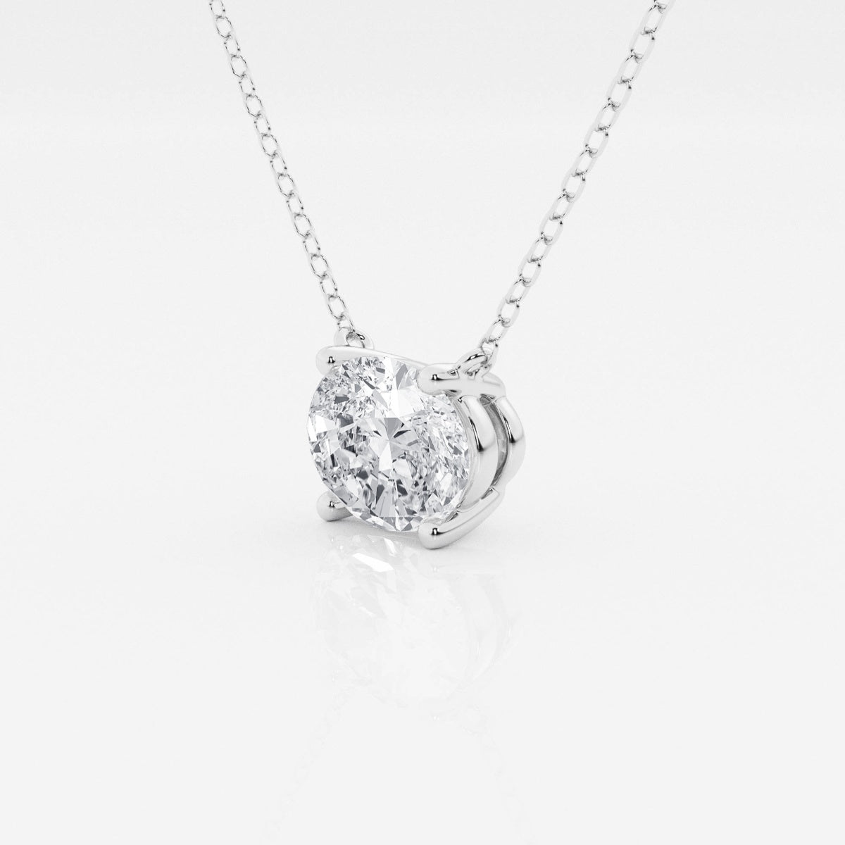 Lab Grown Diamond Pendant – 1 Carat Oval Diamond Necklace | 14K Gold Solitaire Chain