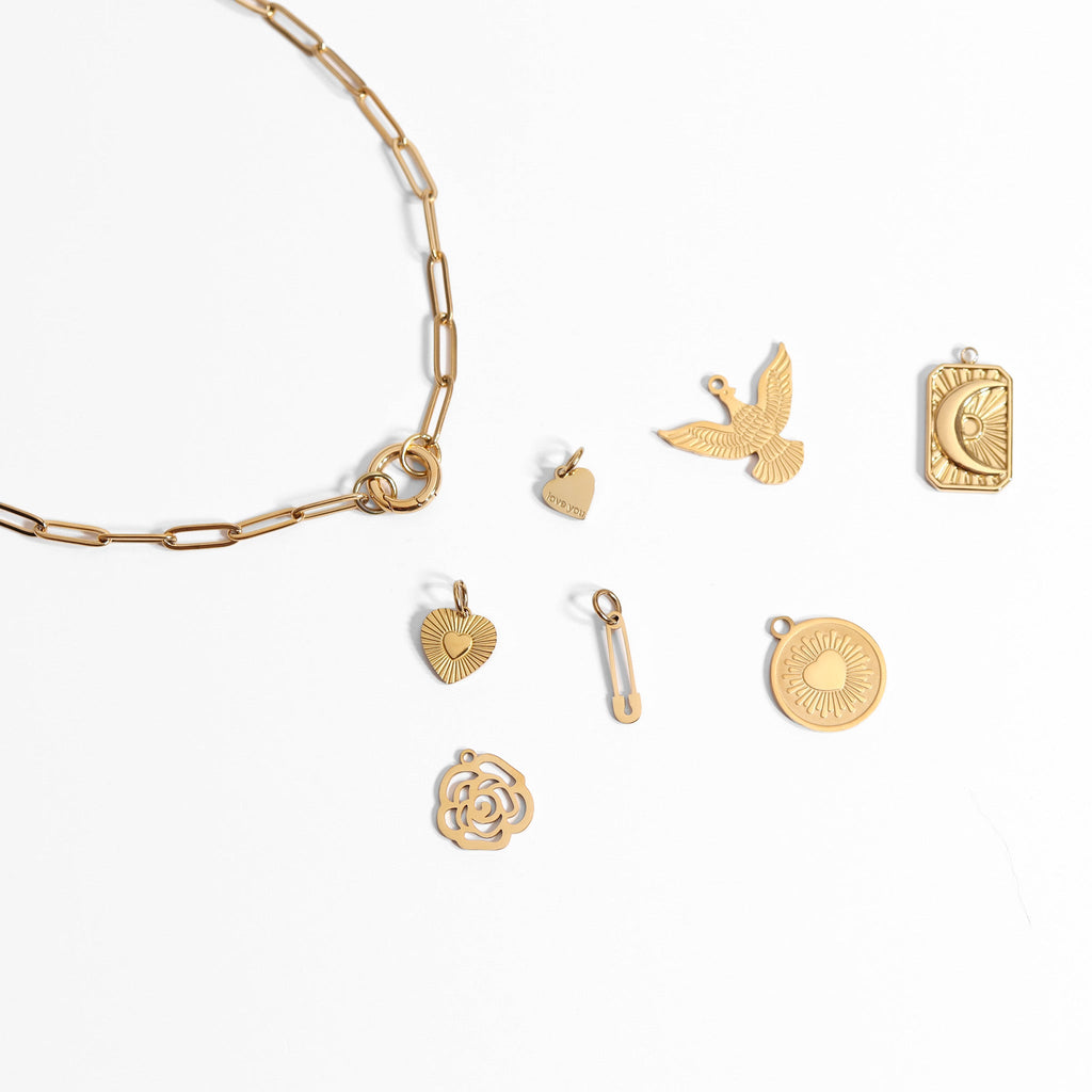18K Gold Rose Charm – Waterproof Gold Plated Stainless Steel Pendant Accessory