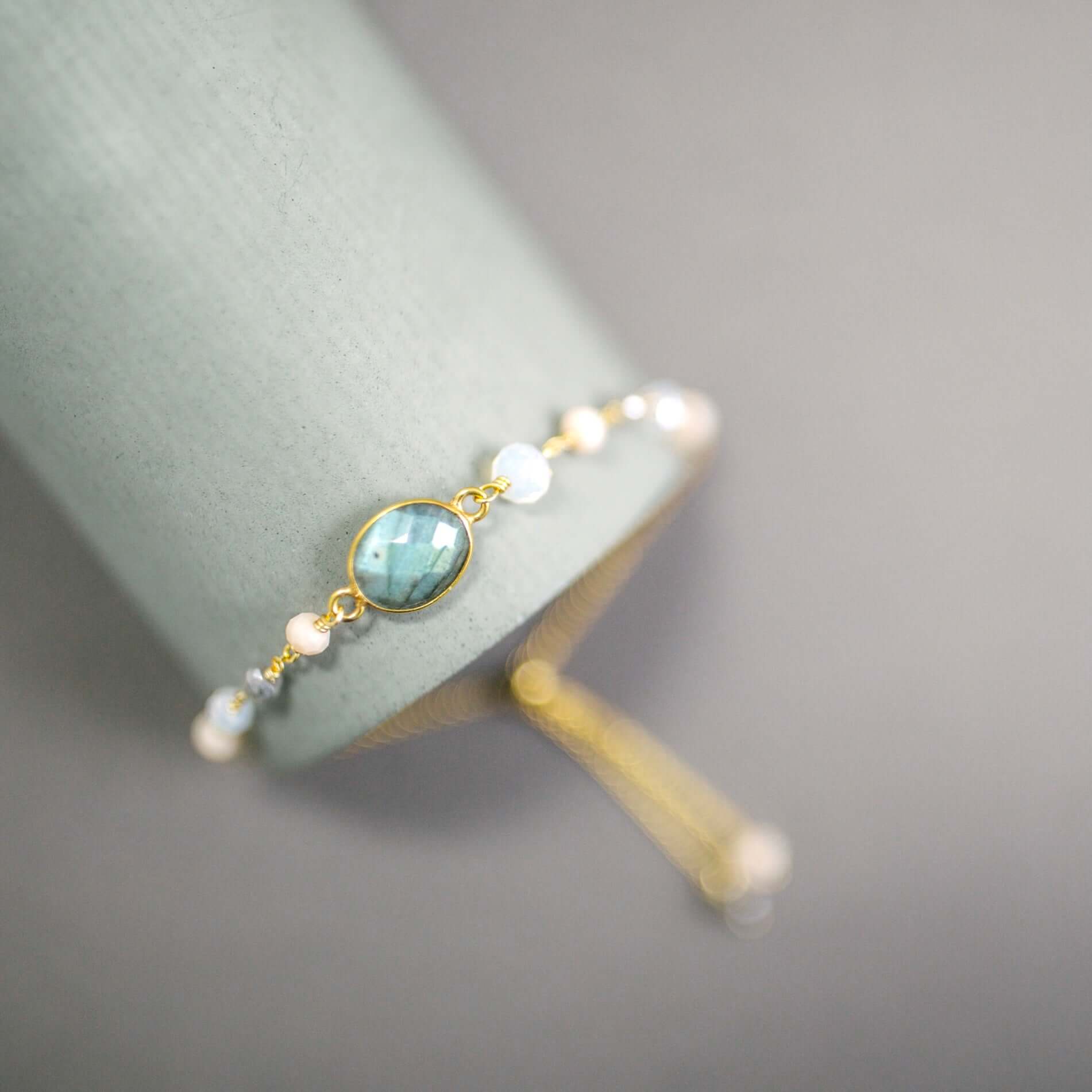 Labradorite Bracelet Set – Adjustable Gemstone Bracelets With 14k Gold Plated Chain