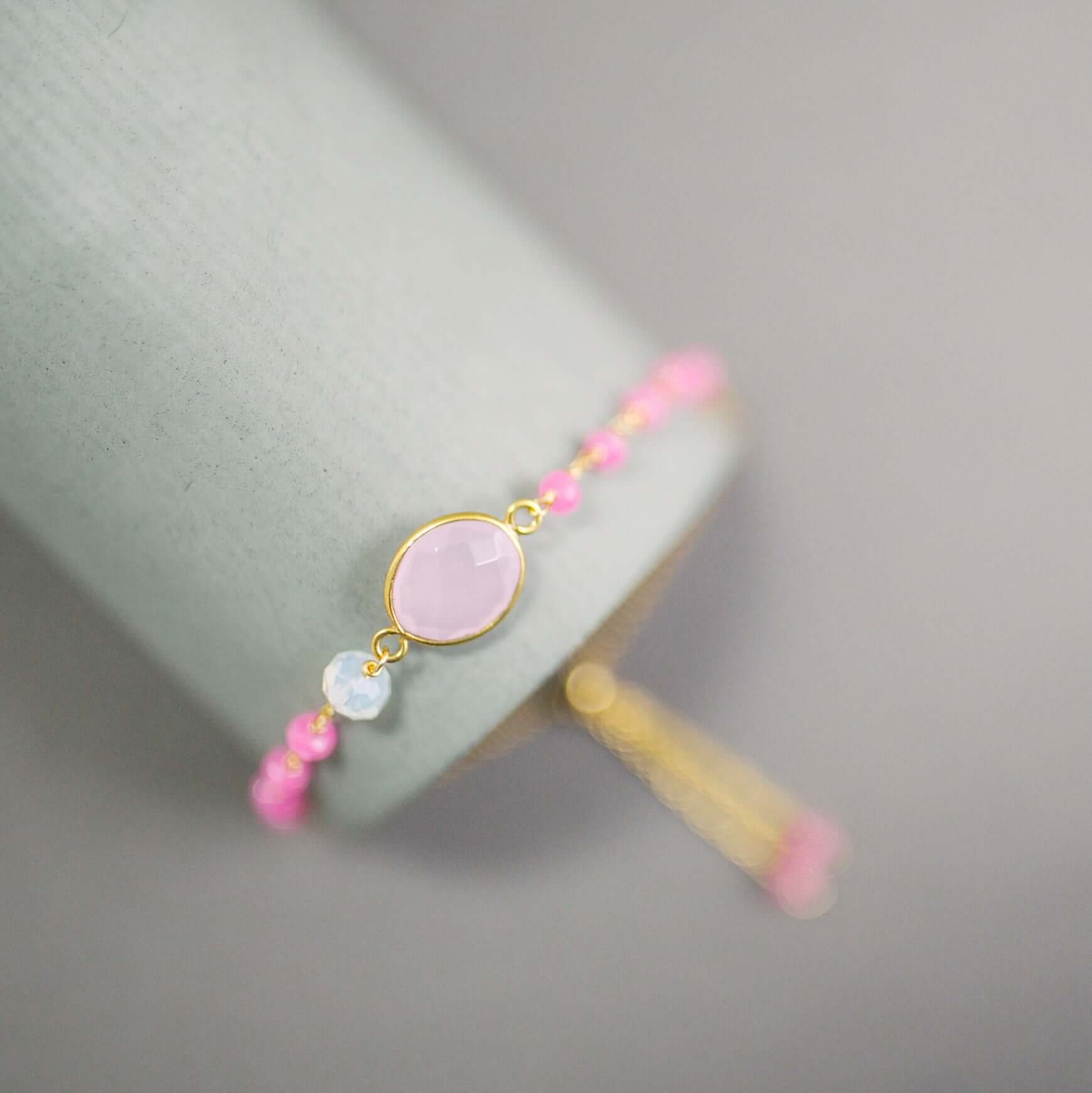 Rose Quartz Bracelet | Handmade Vermeil Jewelry - Adjustable Slider Bracelet Set