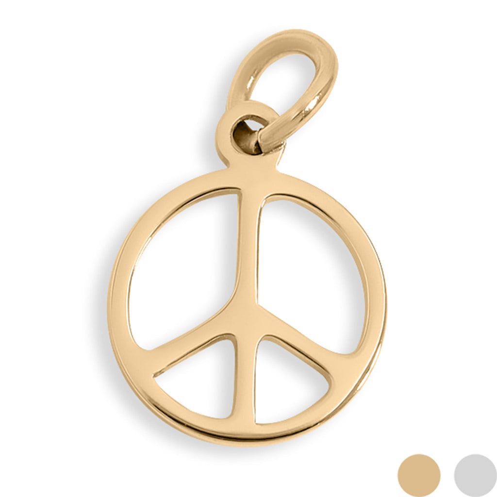 Peace Sign Charm 18K Gold Pendant – Waterproof Stainless Steel Hypoallergenic Jewelry
