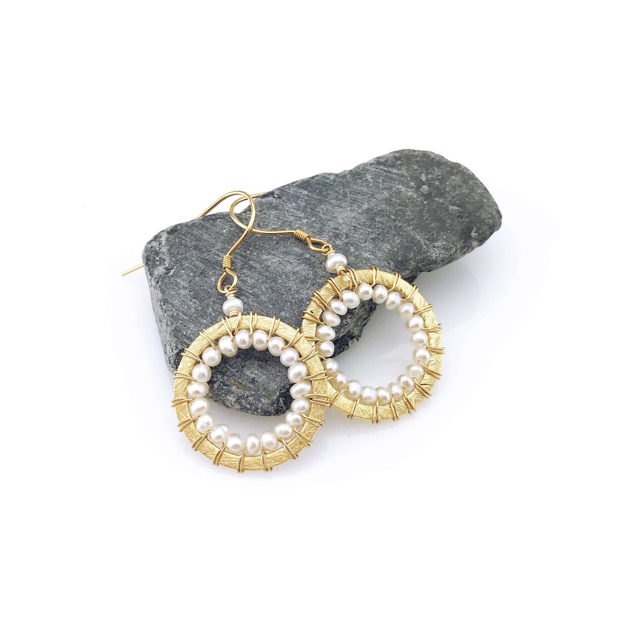 Labradorite Mini Earrings – Gold Plated Earrings | Halo Style Silver Hoops