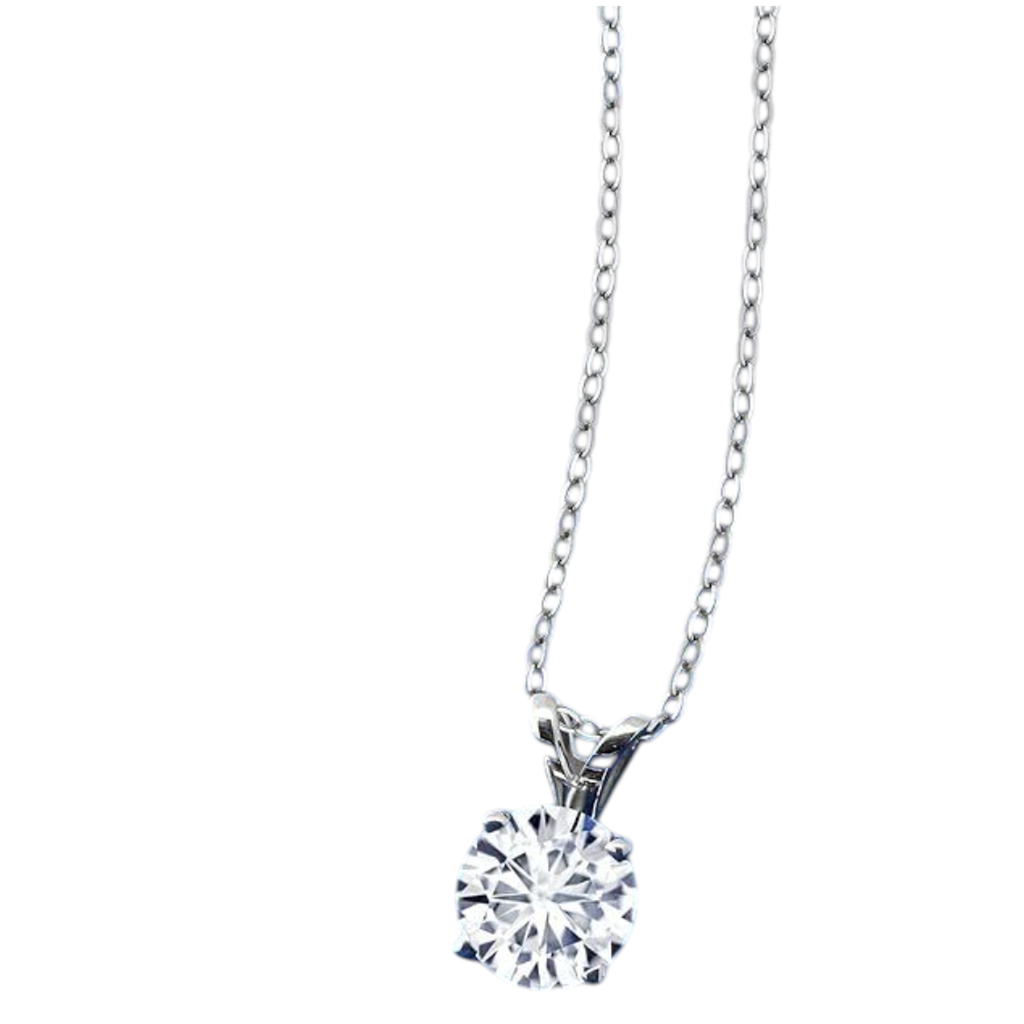 Moissanite Pendant Necklace – 2 Carat Solitaire in 14K Gold with 18 Inch Chain