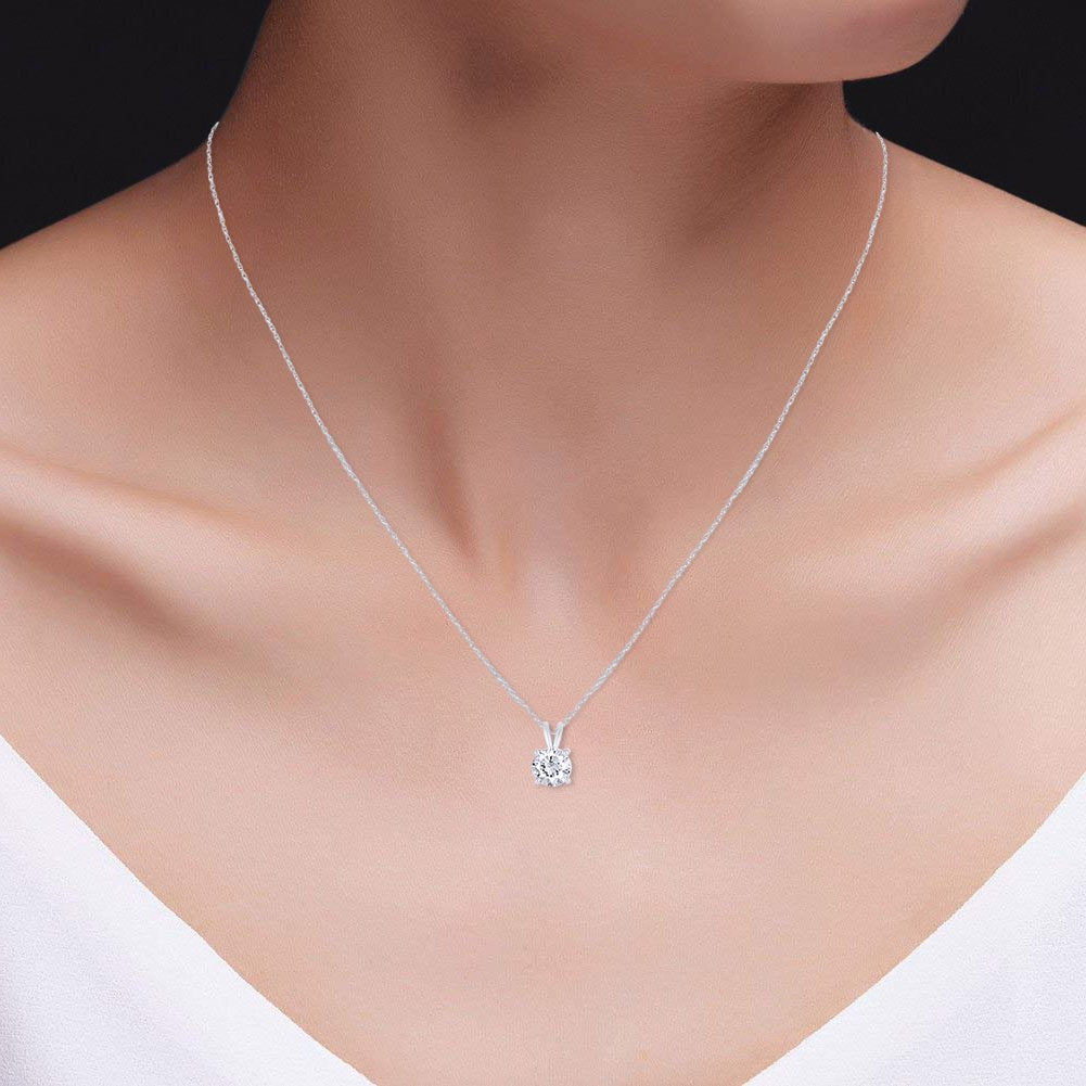 Lab Grown Diamond Pendant – 1.5 Carat Round Diamond Necklace | 14K Gold Necklace