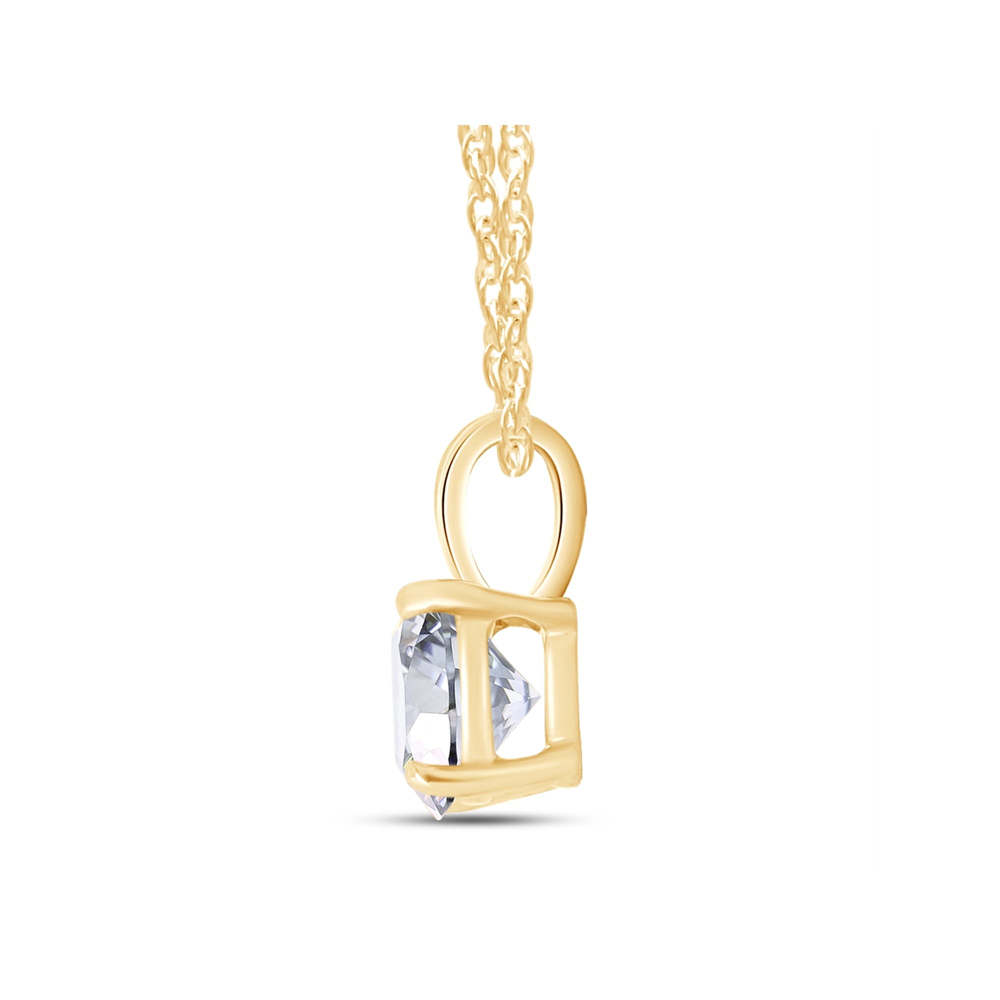 Moissanite Pendant Necklace – 2 Carat Solitaire in 14K Gold with 18 Inch Chain