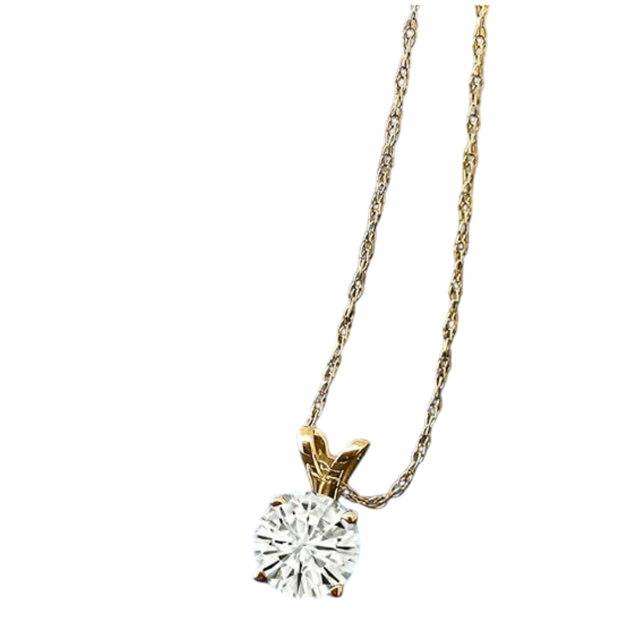 Lab Grown Diamond Pendant – 1.5 Carat Round Diamond Necklace | 14K Gold Necklace