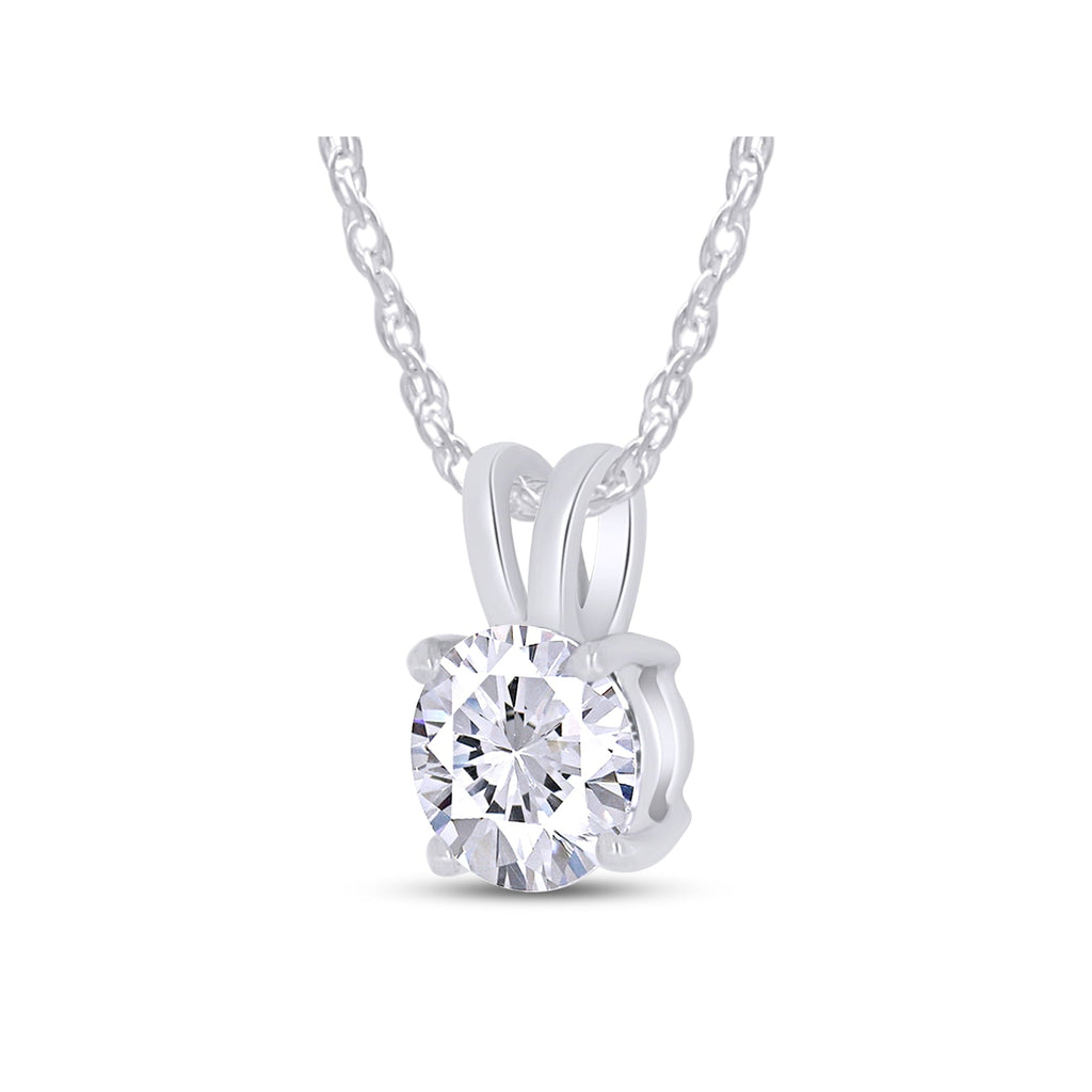 Moissanite Pendant Necklace – 0.80 CTW 6mm Round Cut Solitaire in 14K Gold