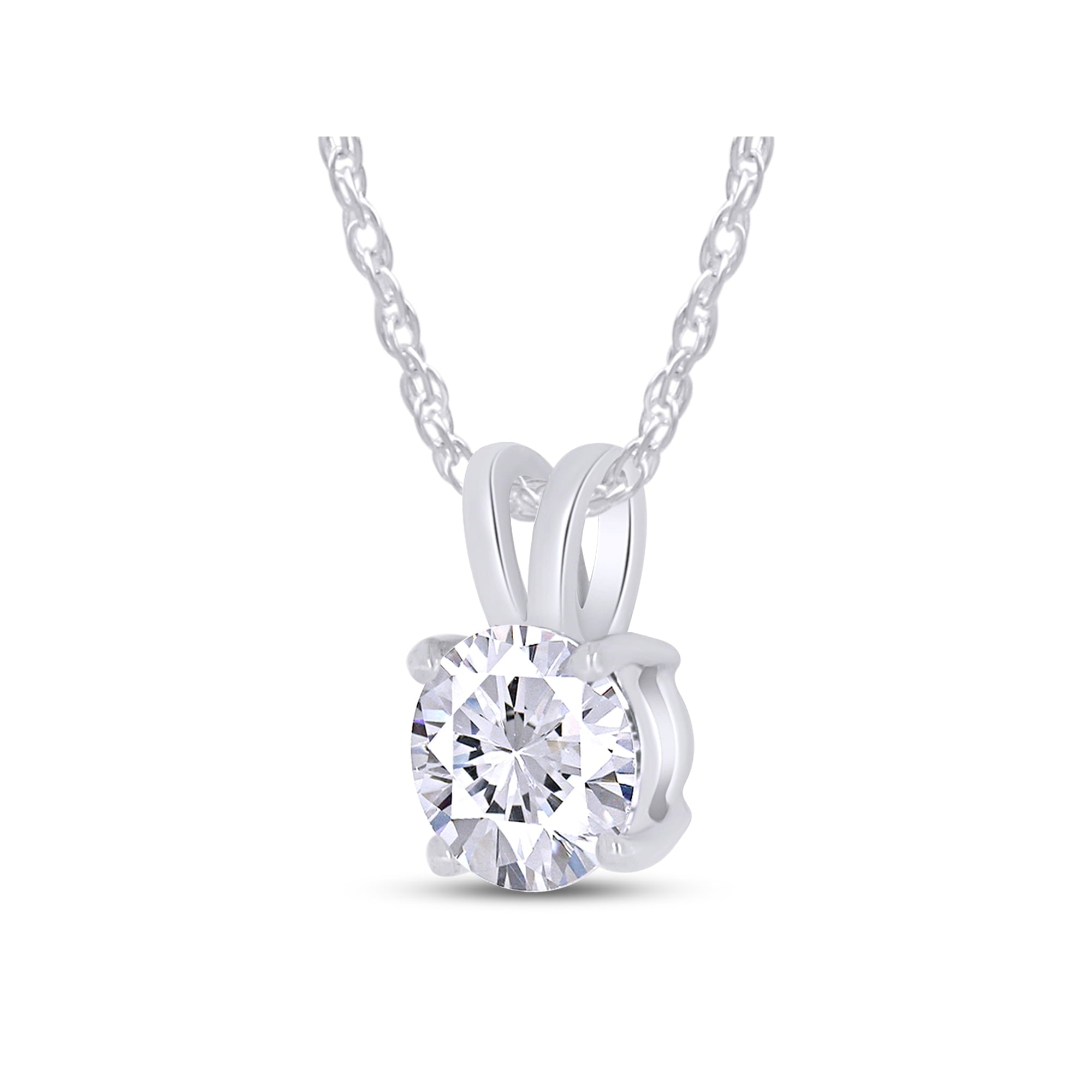 Moissanite Pendant Necklace – 0.80 CTW 6mm Round Cut Solitaire in 14K Gold