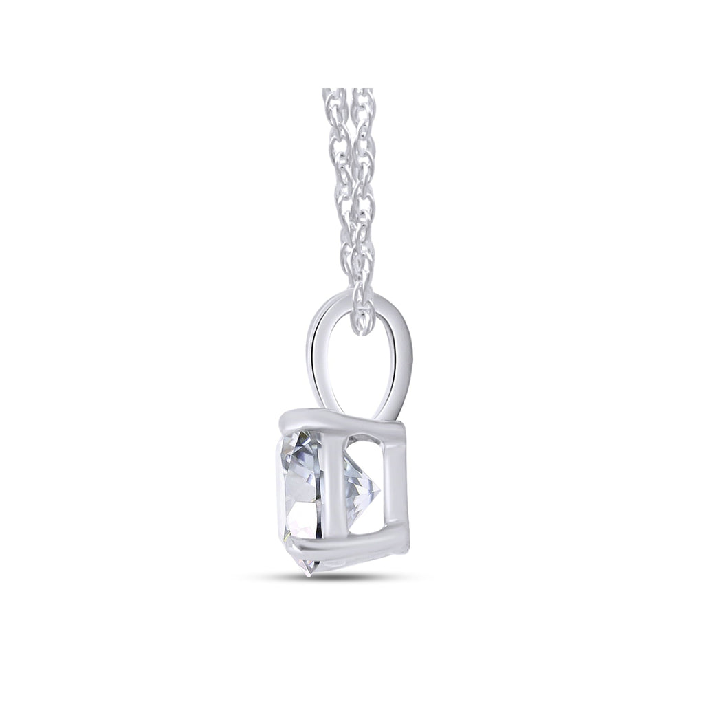 Moissanite Pendant Necklace – 2 Carat Solitaire in 14K Gold with 18 Inch Chain