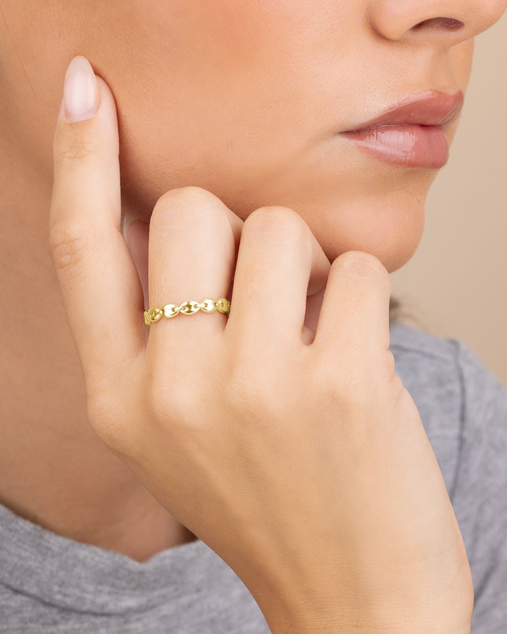 Sterling Silver Janie Anchor Chain Ring