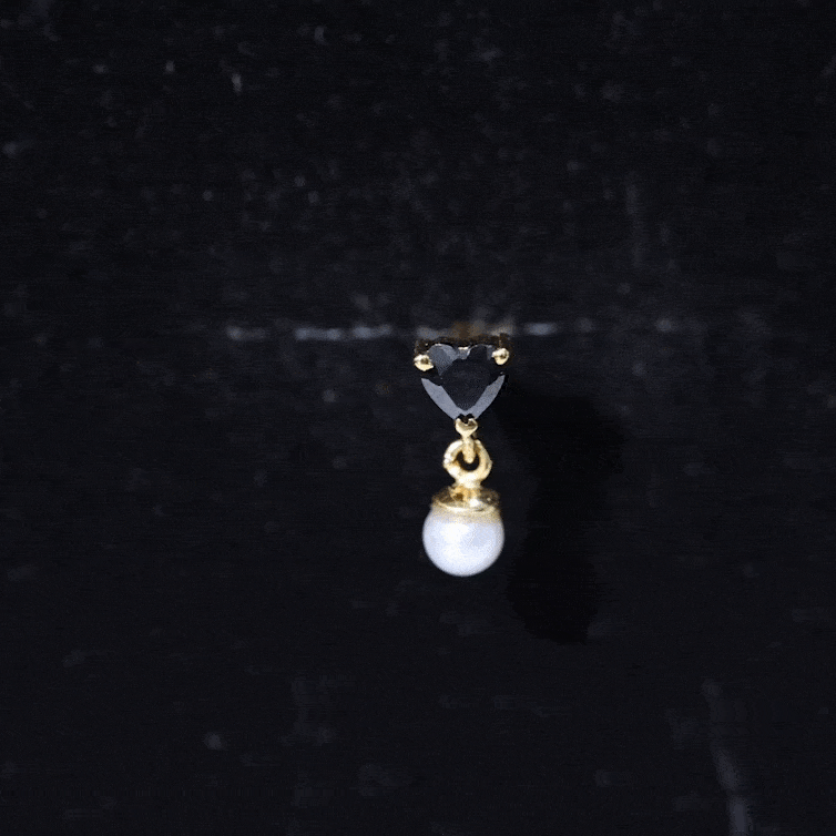 Real Black Onyx and Freshwater Pearl Helix Drop Earring