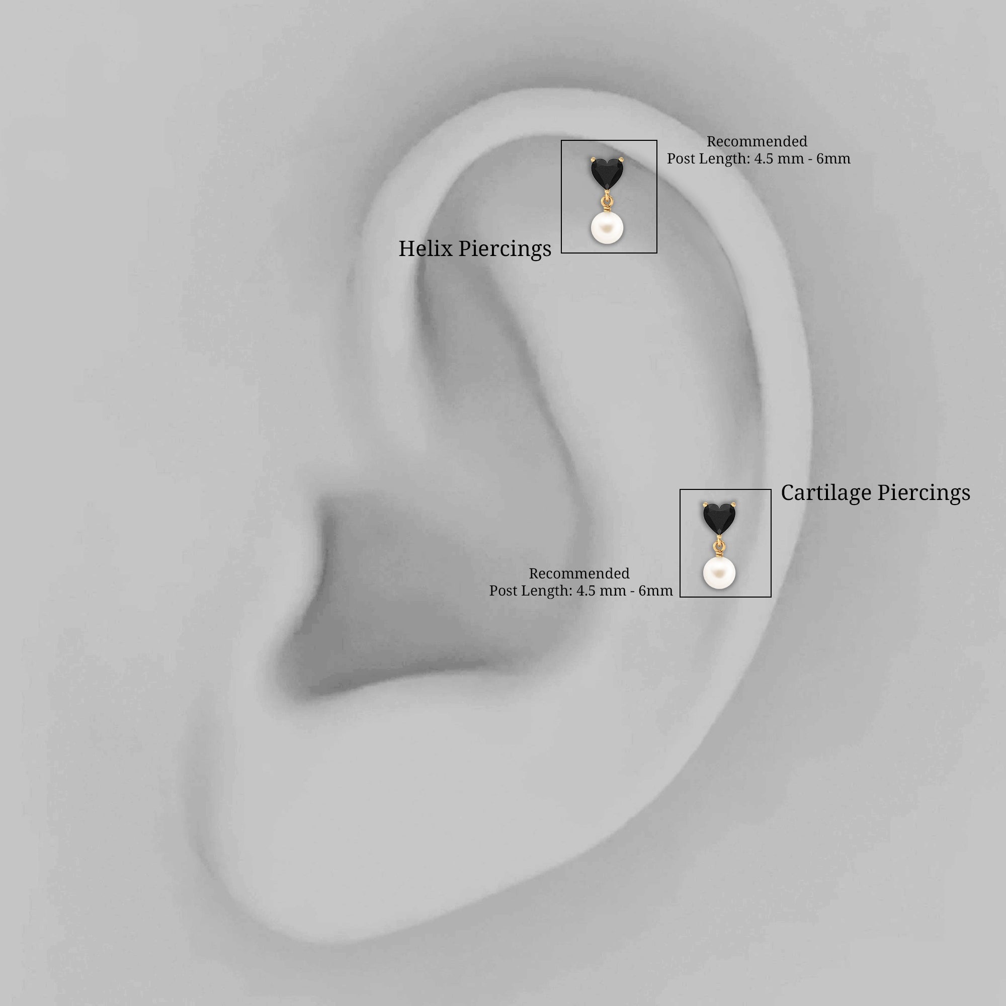 Real Black Onyx and Freshwater Pearl Helix Drop Earring