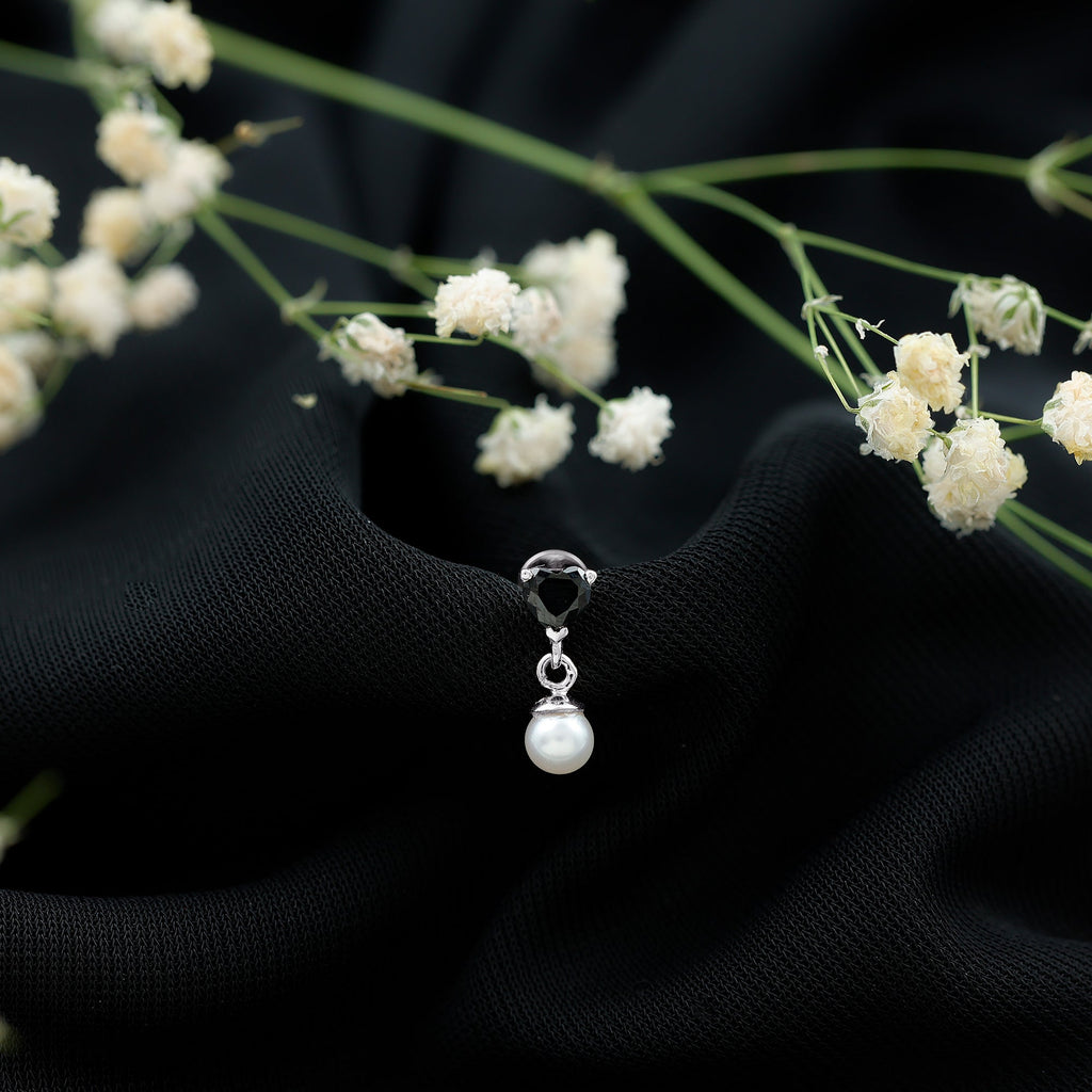 Real Black Onyx and Freshwater Pearl Helix Drop Earring