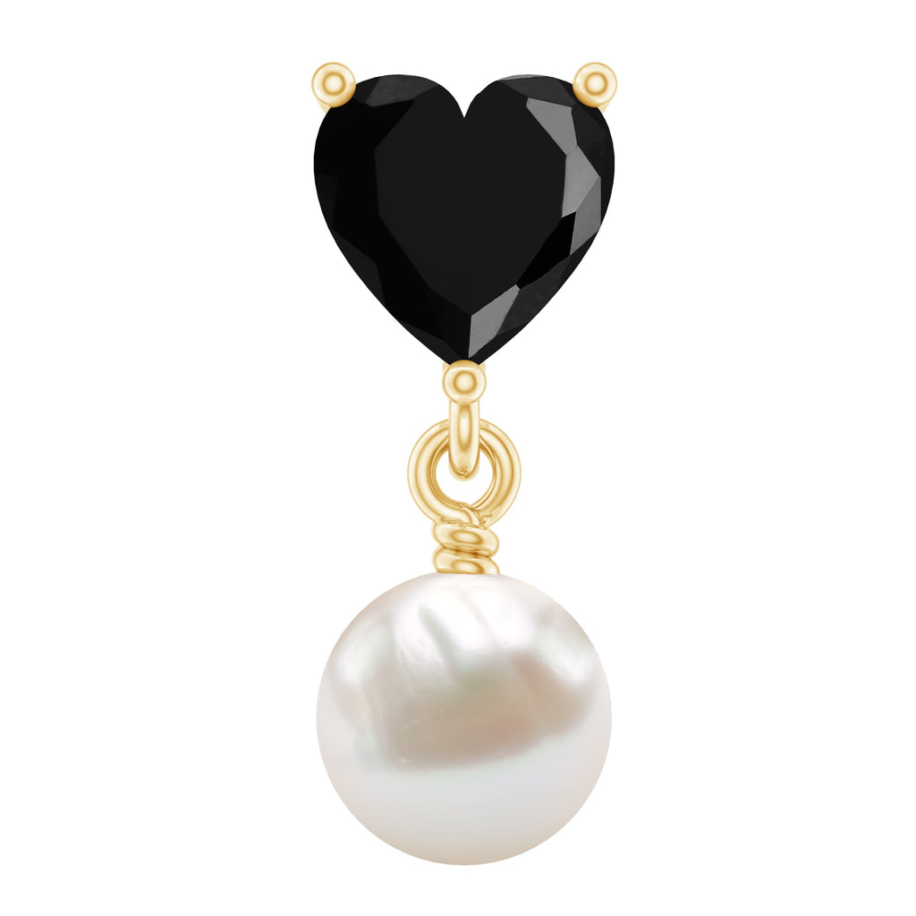 Real Black Onyx and Freshwater Pearl Helix Drop Earring