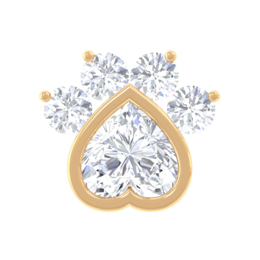 Round and Heart Shape Moissanite Paw Helix Earring